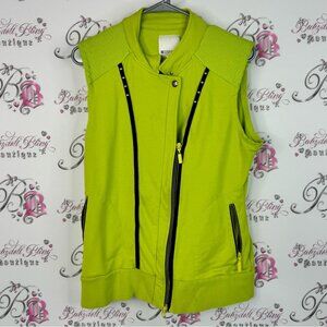 SPANNER vest bright studded zip up top Lime Green Sleeveless Vest